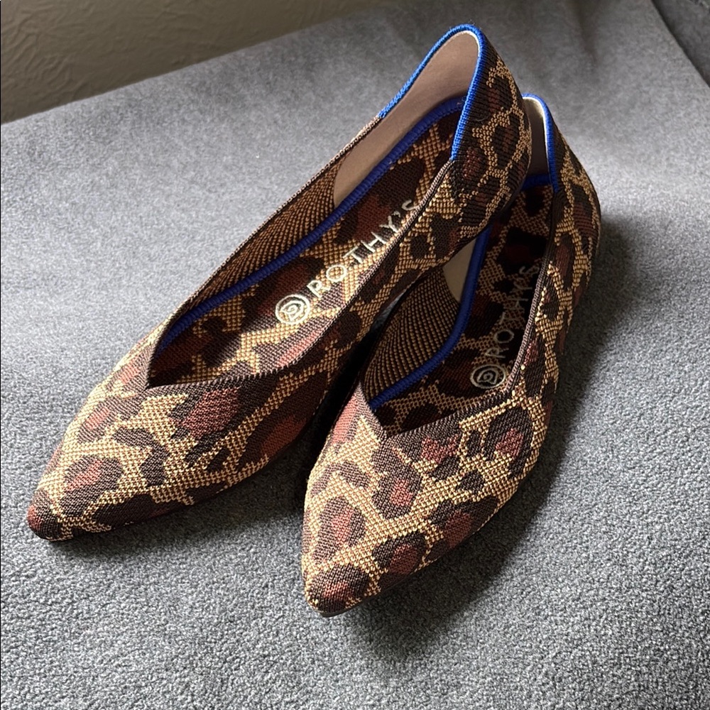 Rothy's Brown and Black Leopard Print Flats